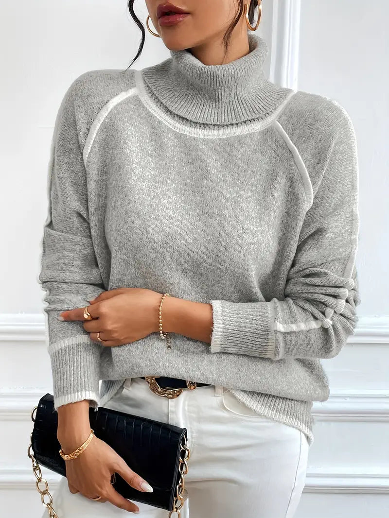 Grey raglan turtleneck jumper - Lana Fiorelli