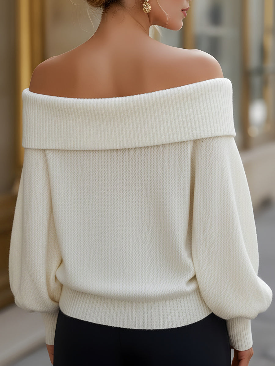 White off shoulder knit sweater - Lana Fiorelli