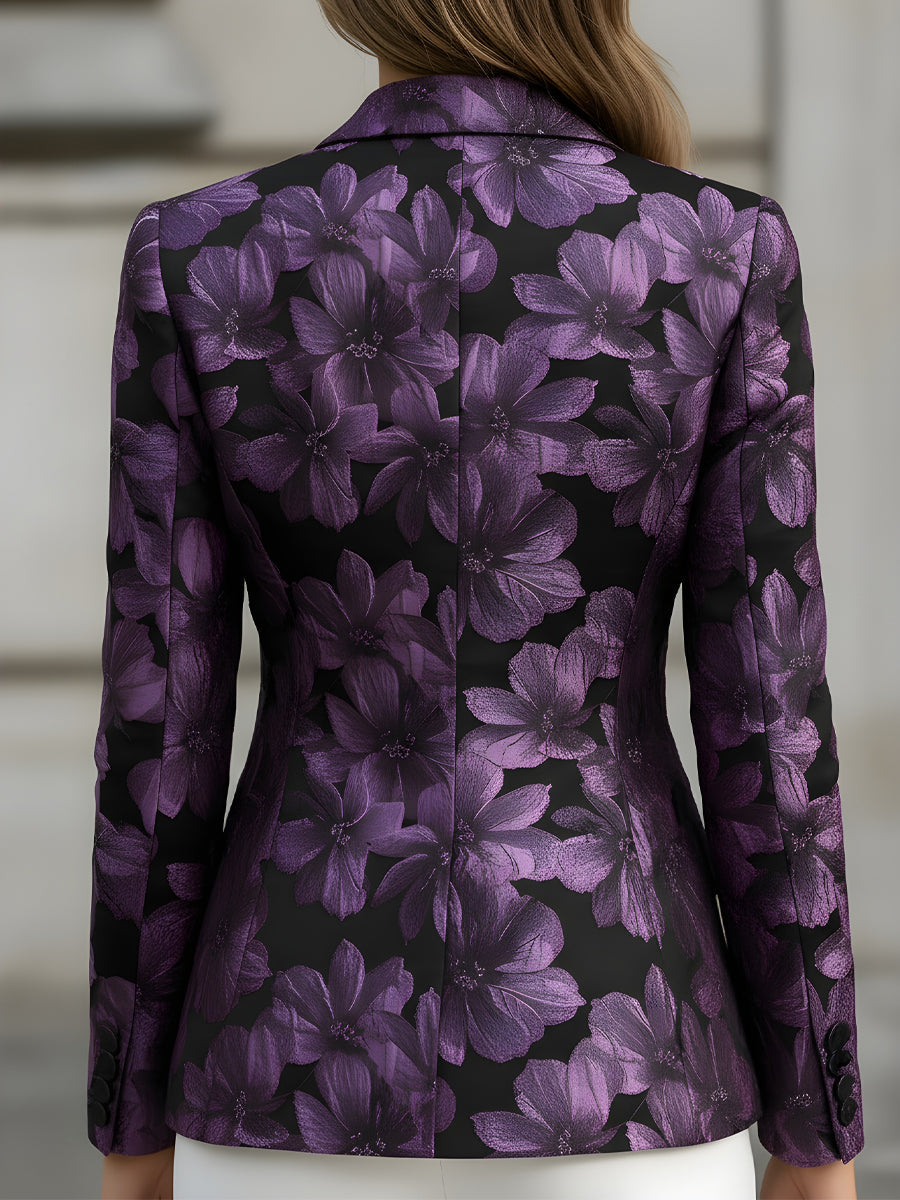 Purple purple floral jacquard blazer - Lana Fiorelli