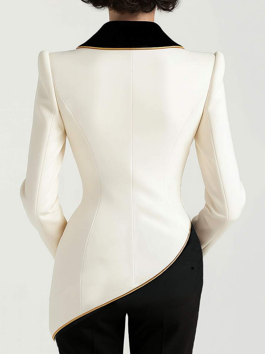 White contrast lapel blazer - Lana Fiorelli