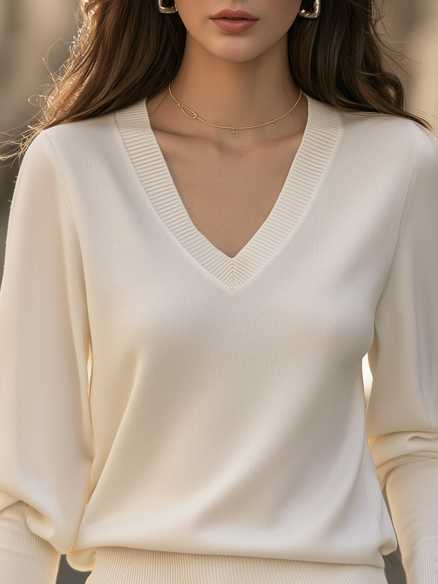 White v neck knit top - Lana Fiorelli