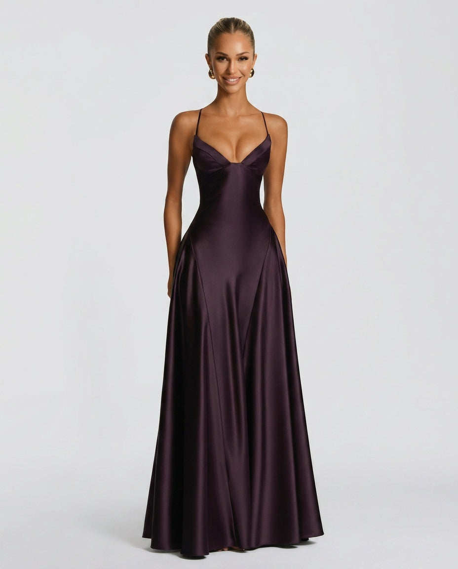 Burgundy Maxi Dress - Lana Fiorelli