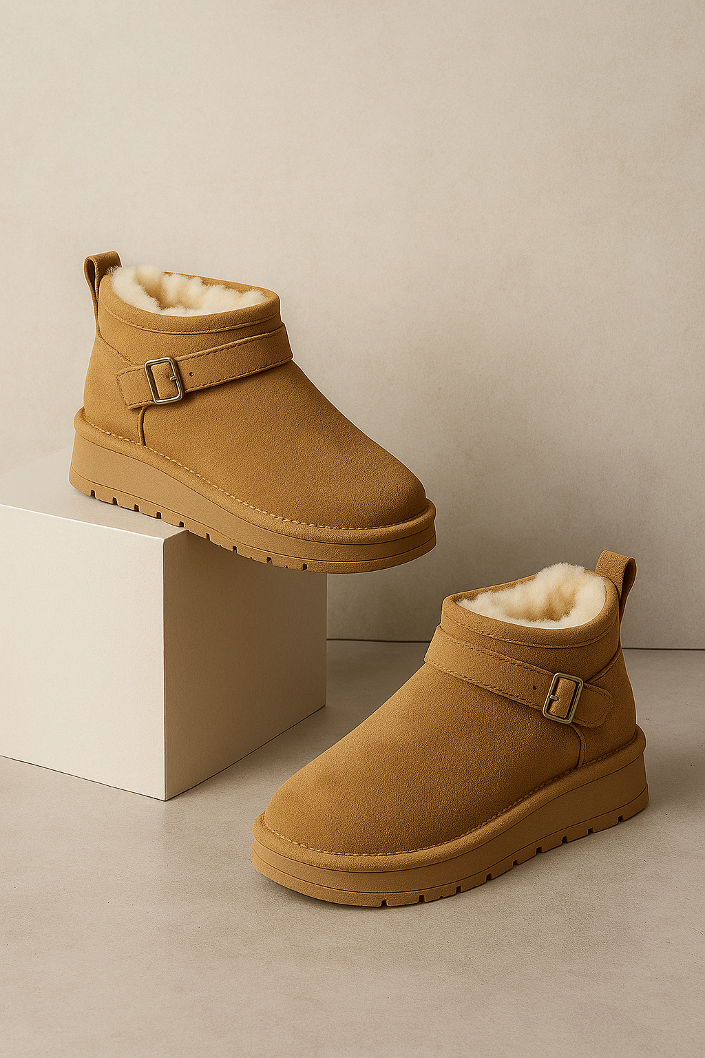 Brown fur lined platform boots - Lana Fiorelli