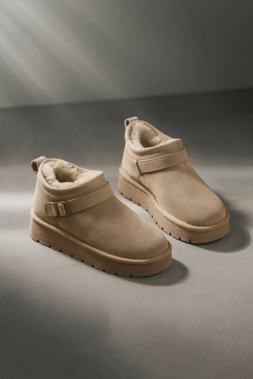 Khaki fur lined platform boots - Lana Fiorelli