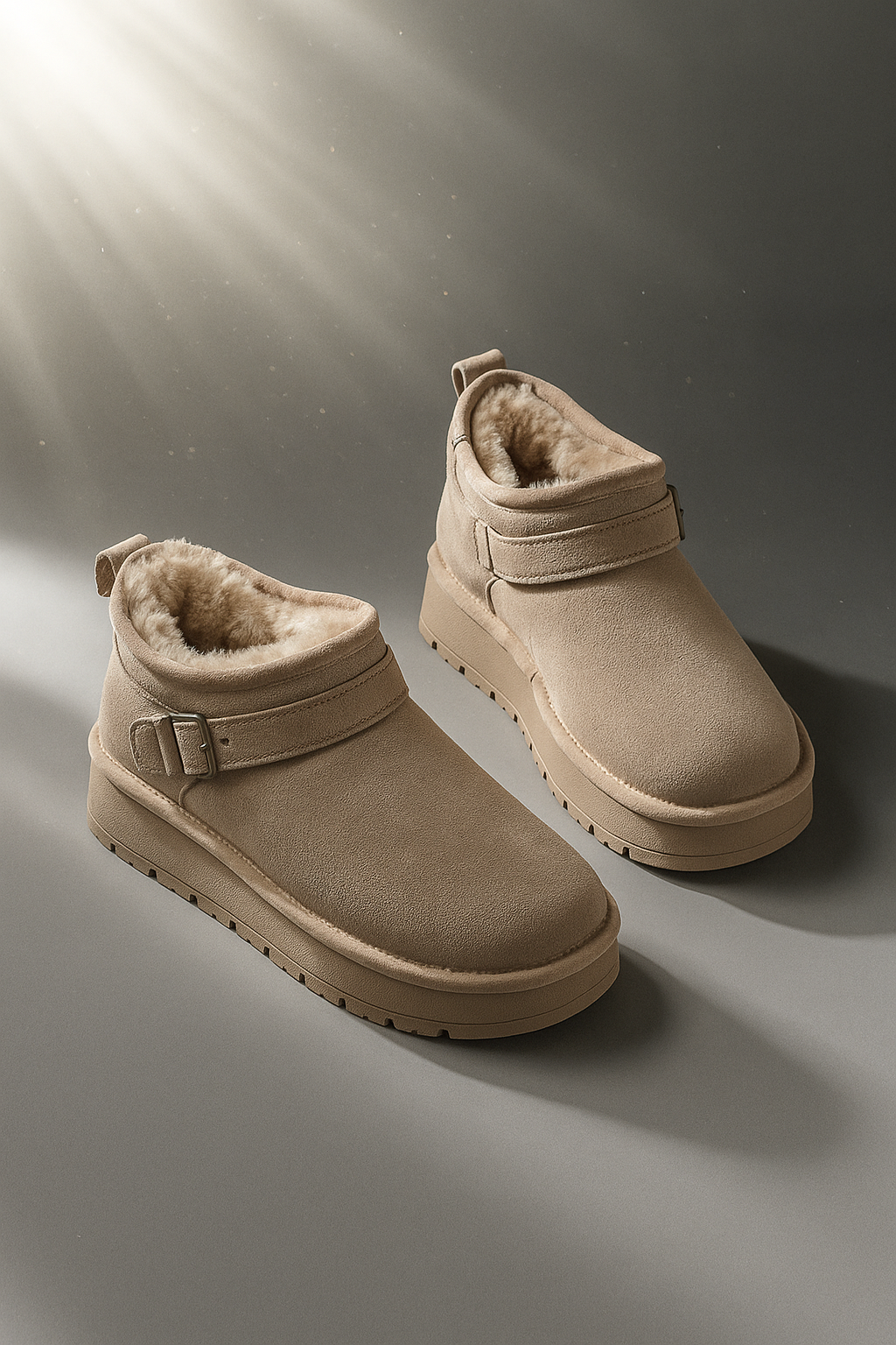 Khaki fur lined platform boots - Lana Fiorelli