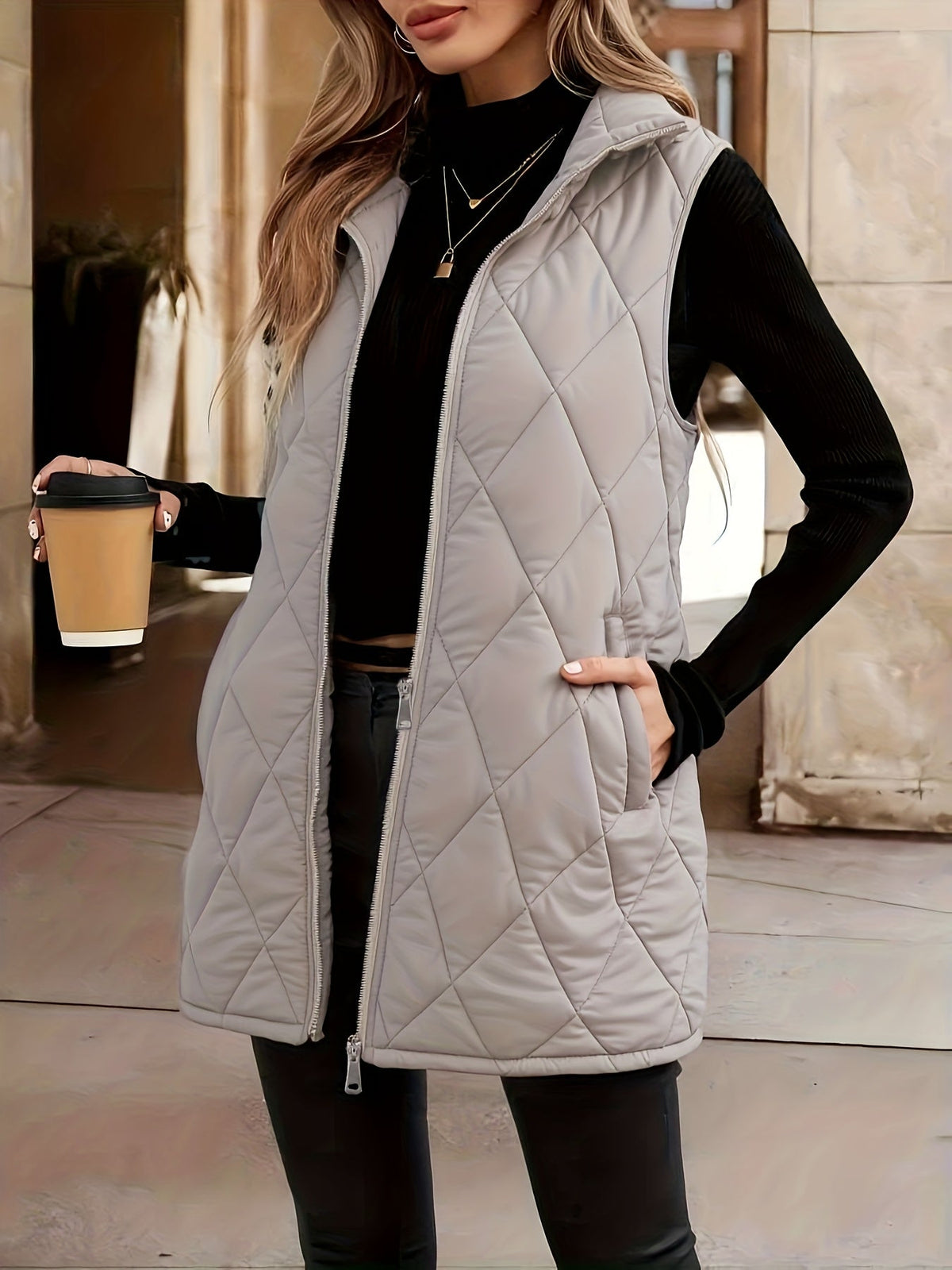 Women's rhombus quilted gilet - Lana Fiorelli
