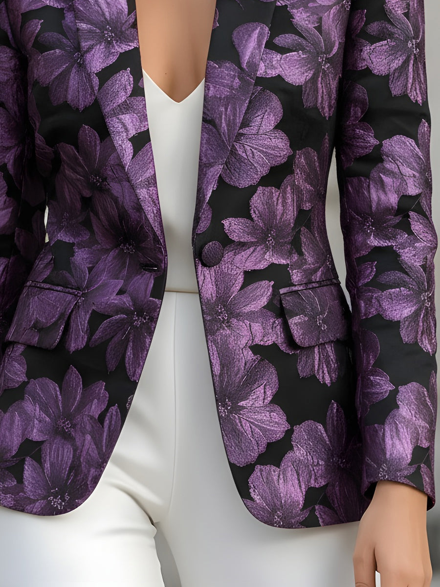 Purple purple floral jacquard blazer - Lana Fiorelli