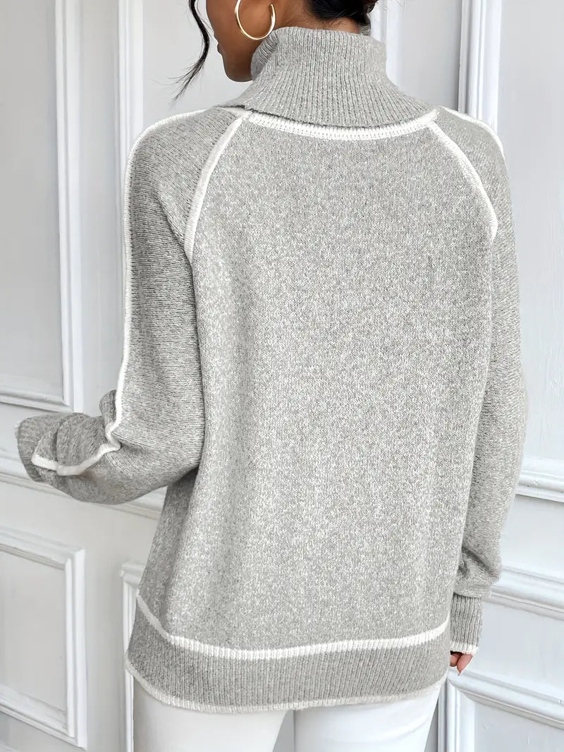 Grey raglan turtleneck jumper - Lana Fiorelli