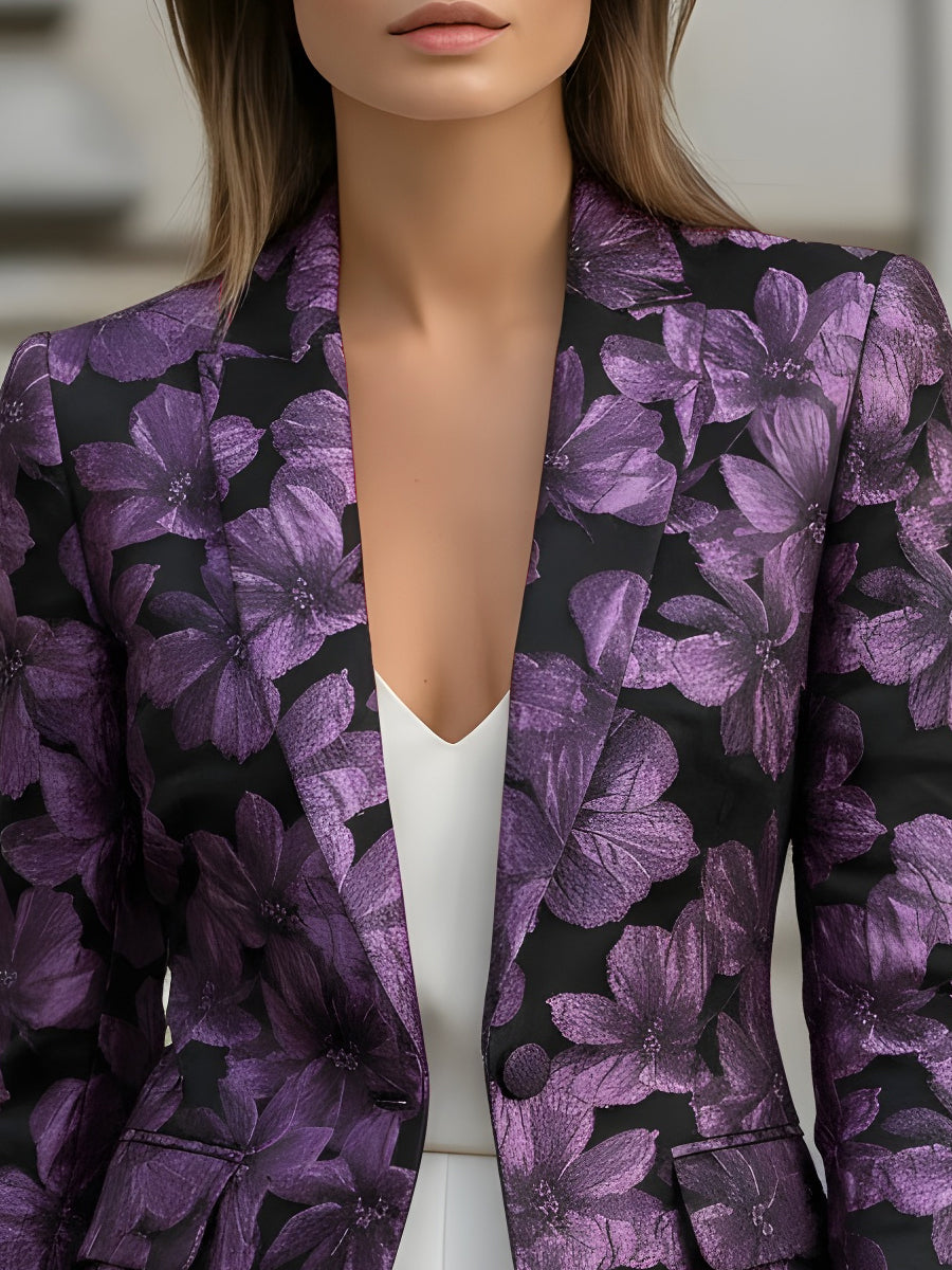 Purple purple floral jacquard blazer - Lana Fiorelli