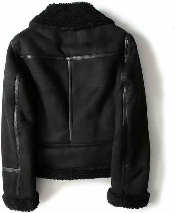 Giacca Donna Corta Biker in Ecopelle con Collo Effetto Shearling