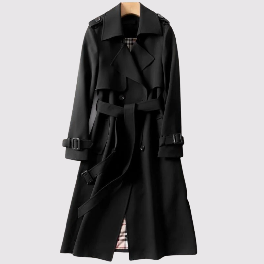 Black long belted trench coat - Lana Fiorelli