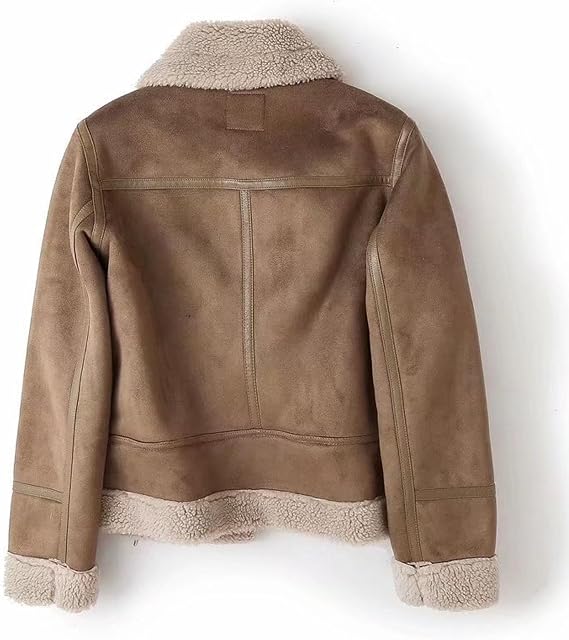 Giacca Donna Corta Biker in Ecopelle con Collo Effetto Shearling