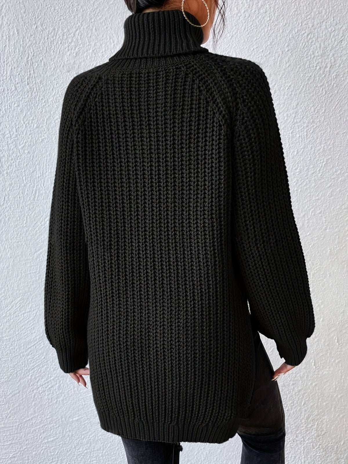 Black mock neck knit top - Lana Fiorelli