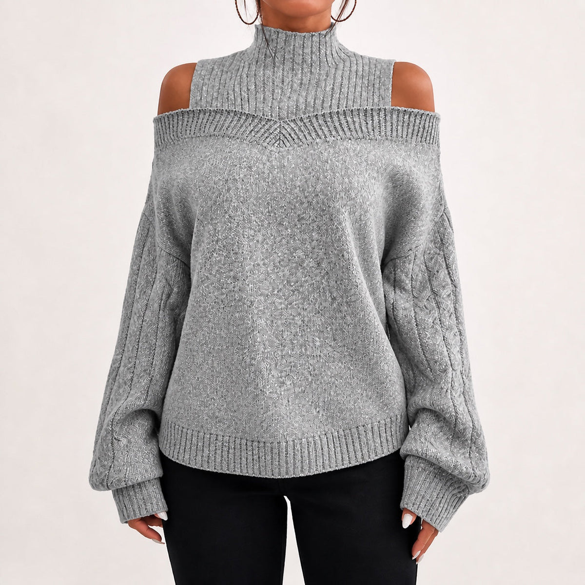 Grey cold shoulder oversized jumper - Lana Fiorelli