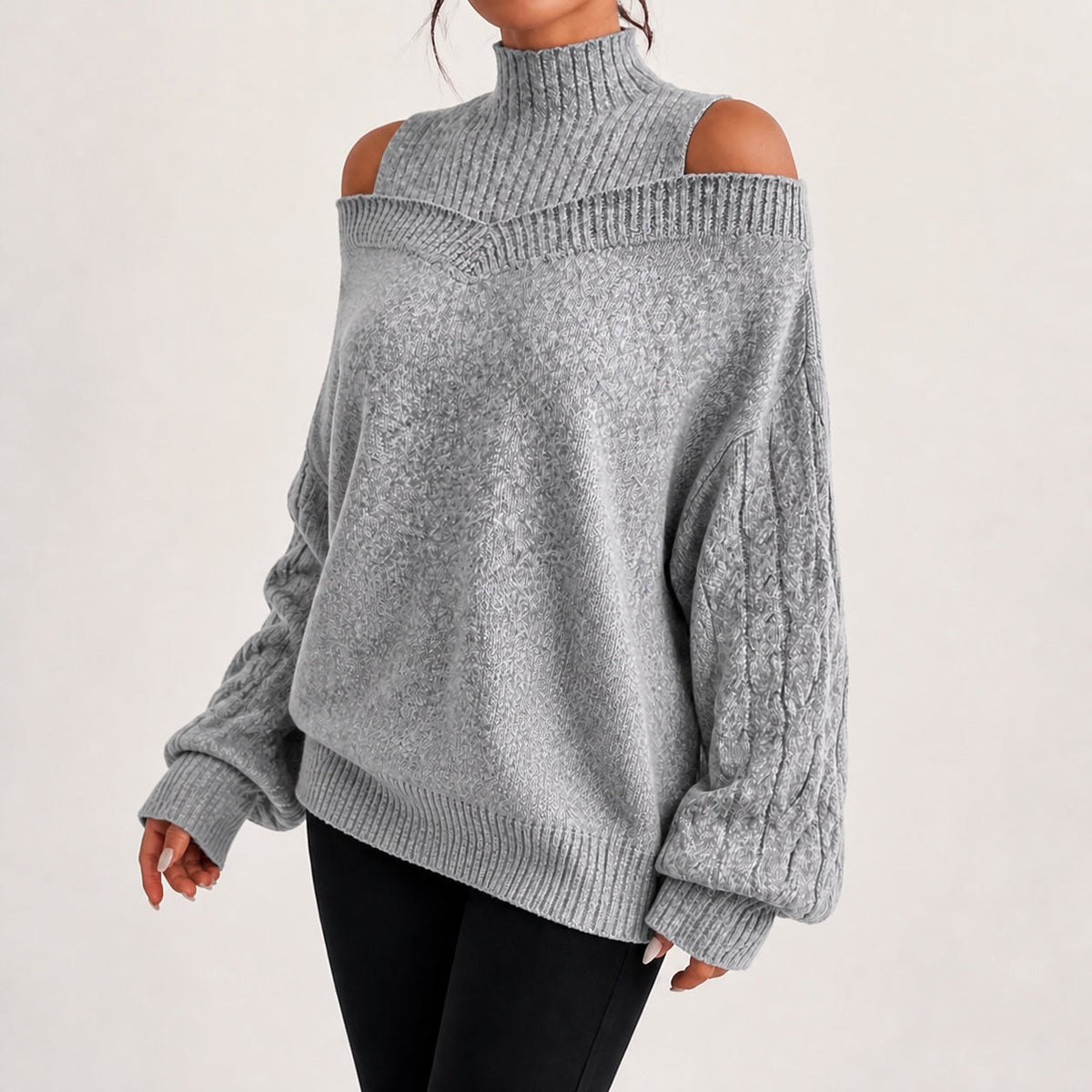 Grey cold shoulder oversized jumper - Lana Fiorelli