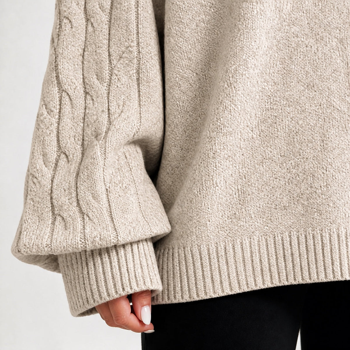 Beige cold shoulder oversized jumper - Lana Fiorelli
