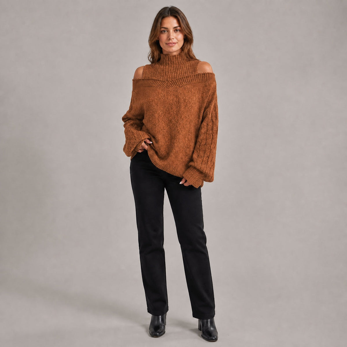 Orange cold shoulder oversized jumper - Lana Fiorelli