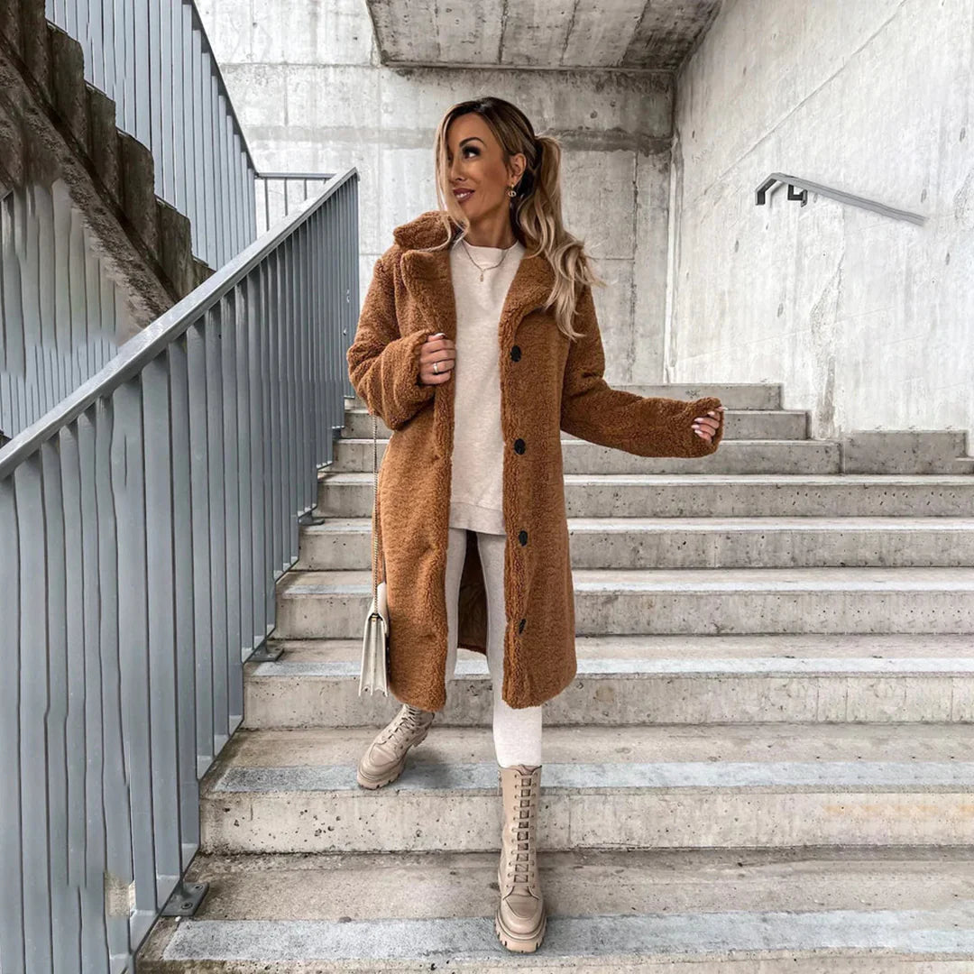 Dark Brown long teddy coat - Lana Fiorelli