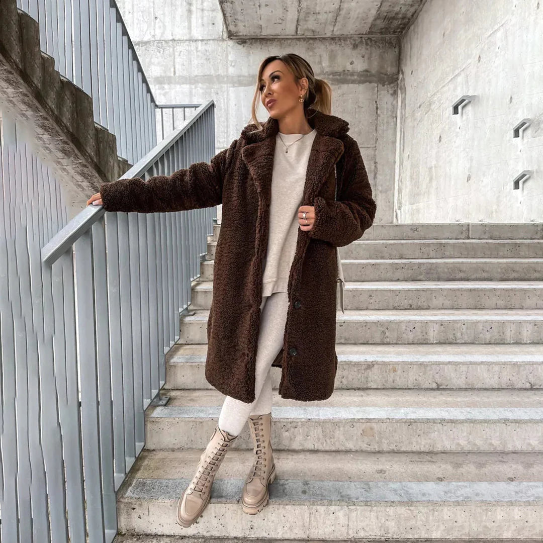 Brown long teddy coat - Lana Fiorelli