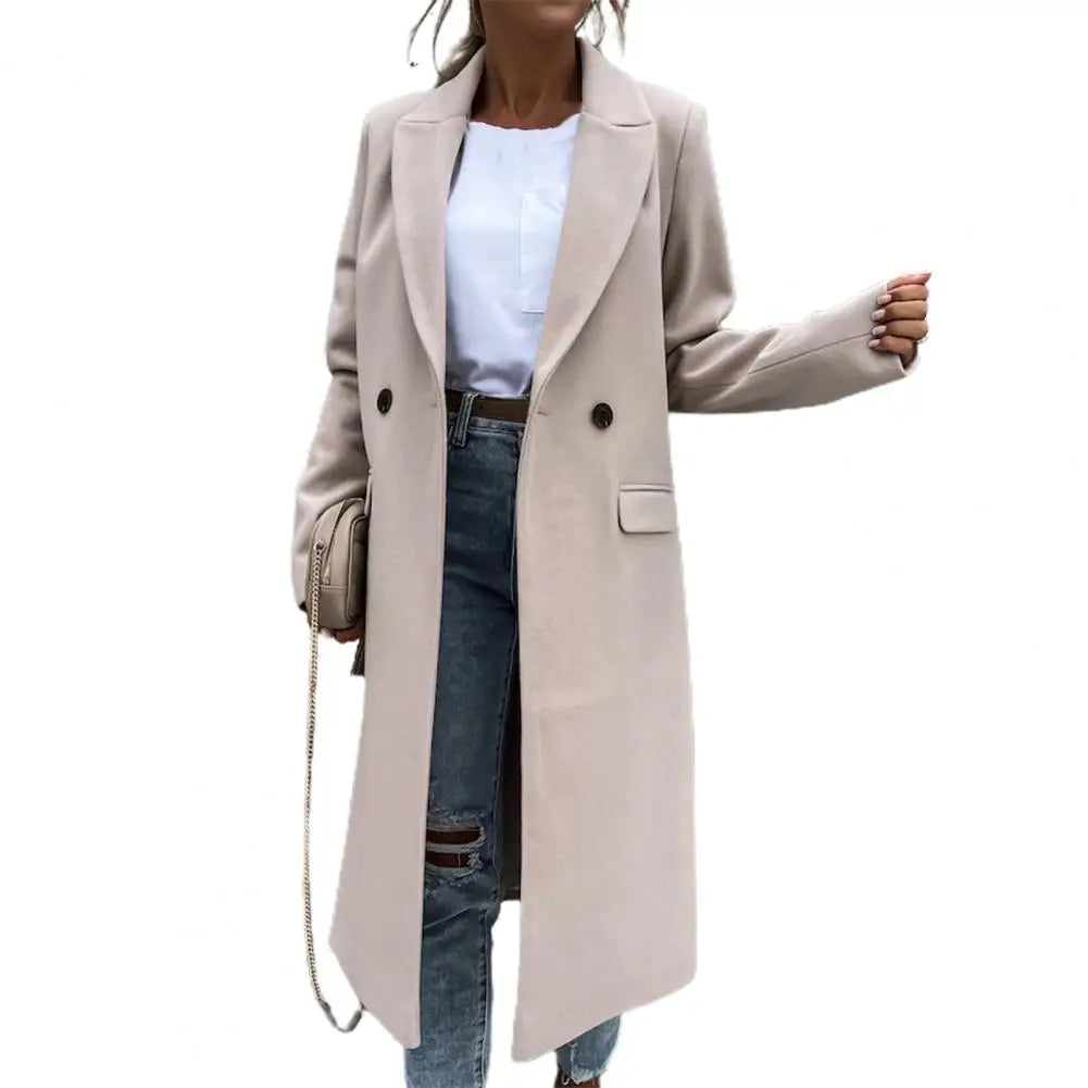 Beige longline double breasted coat - Lana Fiorelli