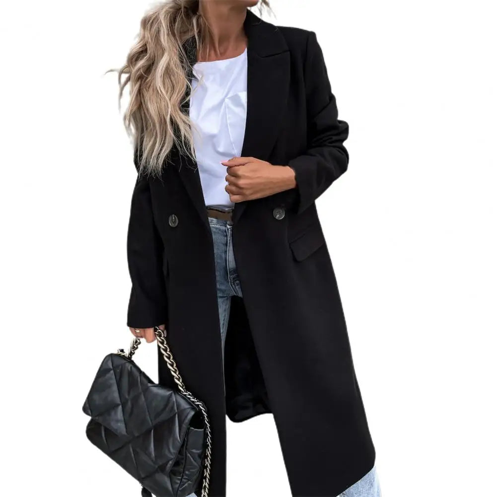 Black longline double breasted coat - Lana Fiorelli