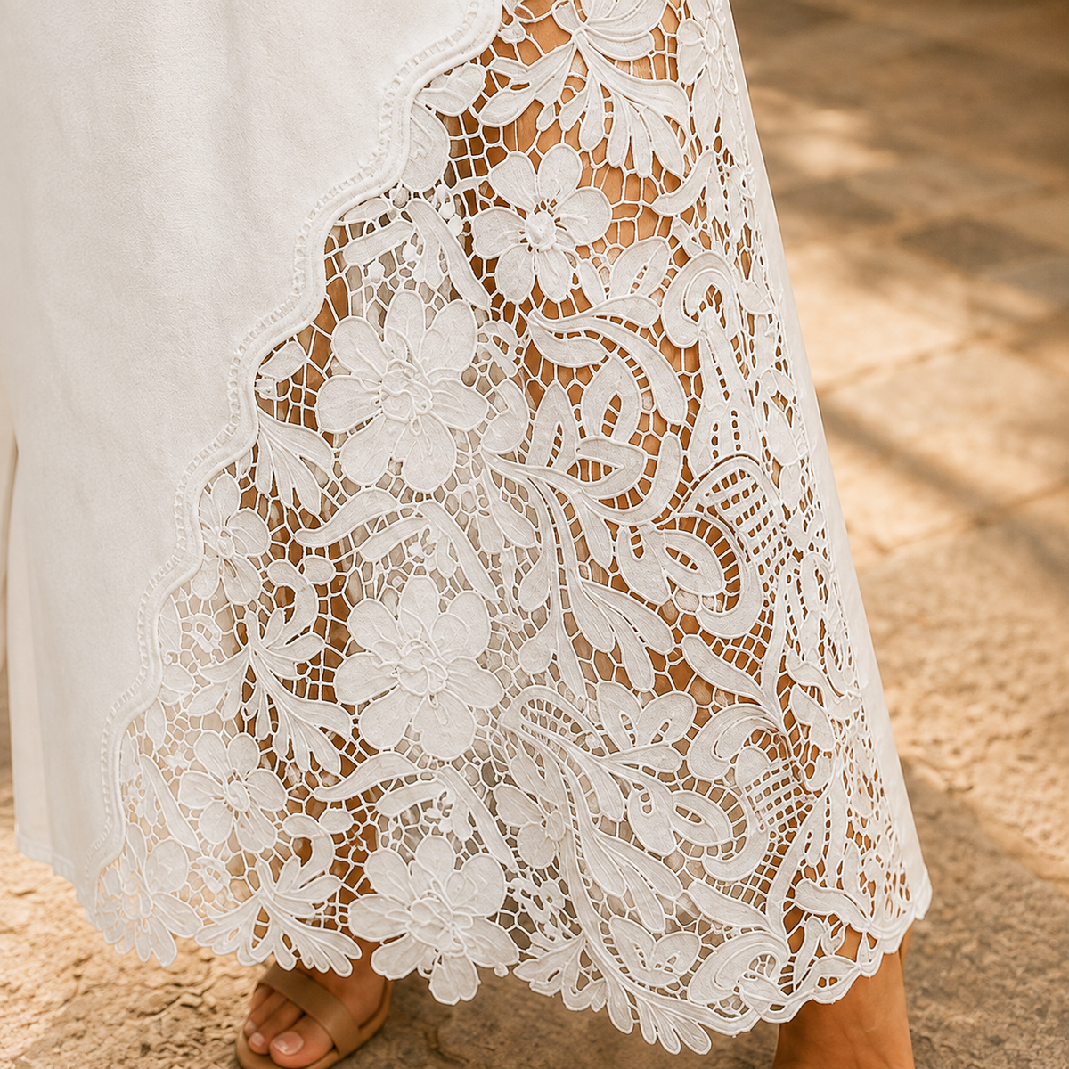 White lace panel maxi skirt - Lana Fiorelli