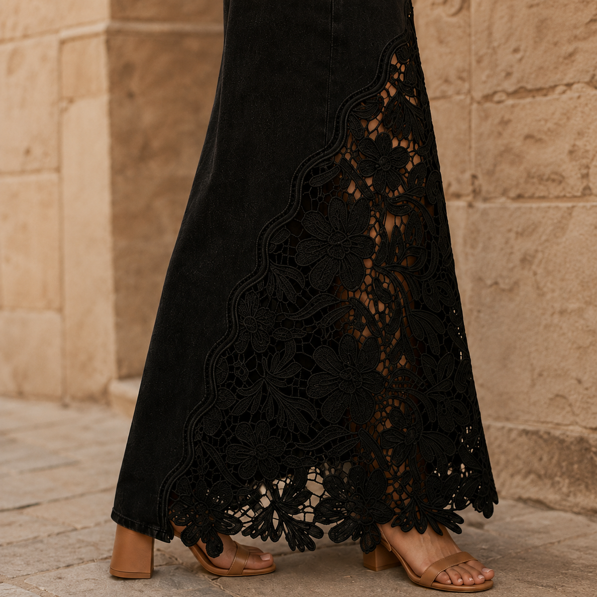 White lace panel maxi skirt - Lana Fiorelli