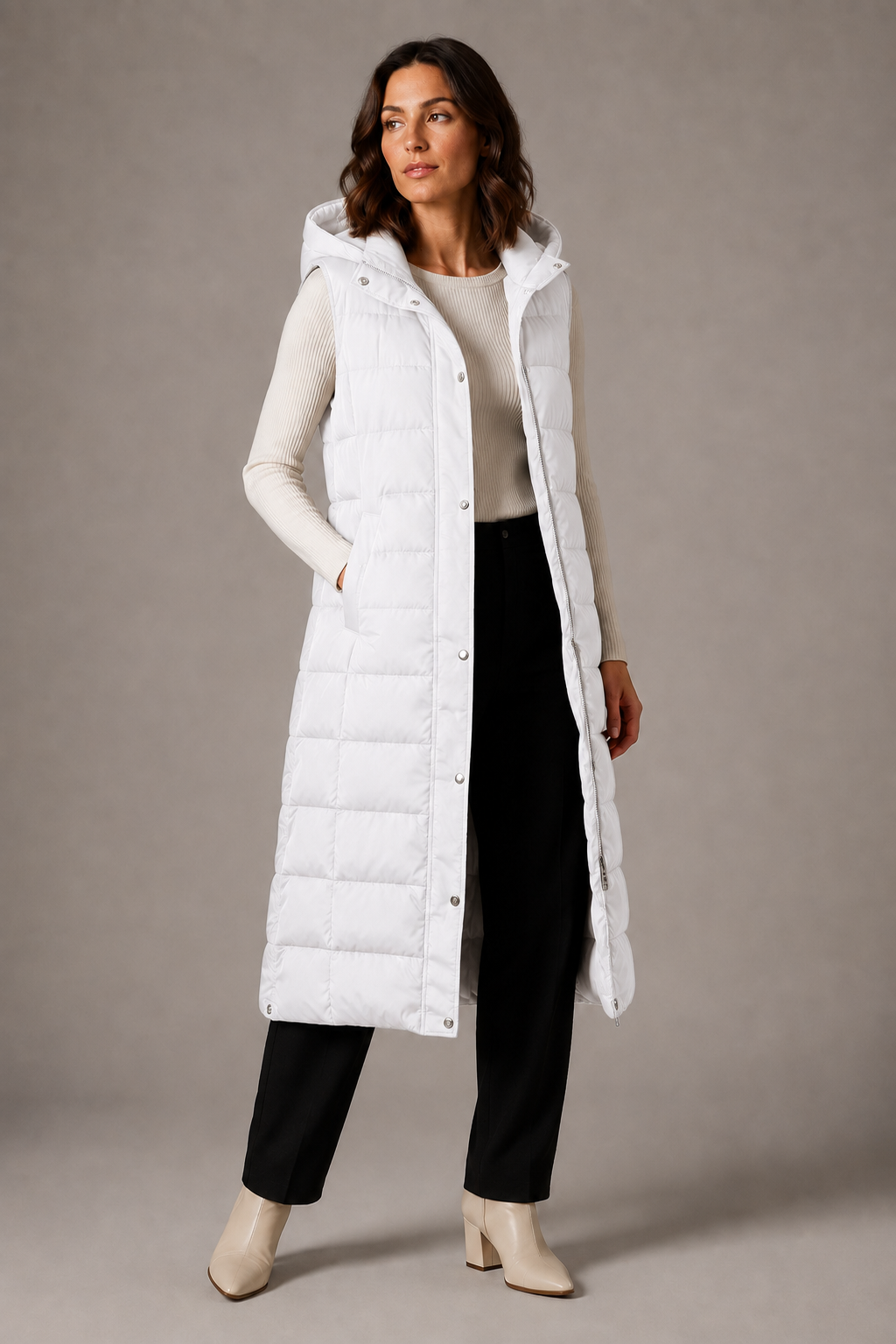 White long hooded gilet - Lana Fiorelli