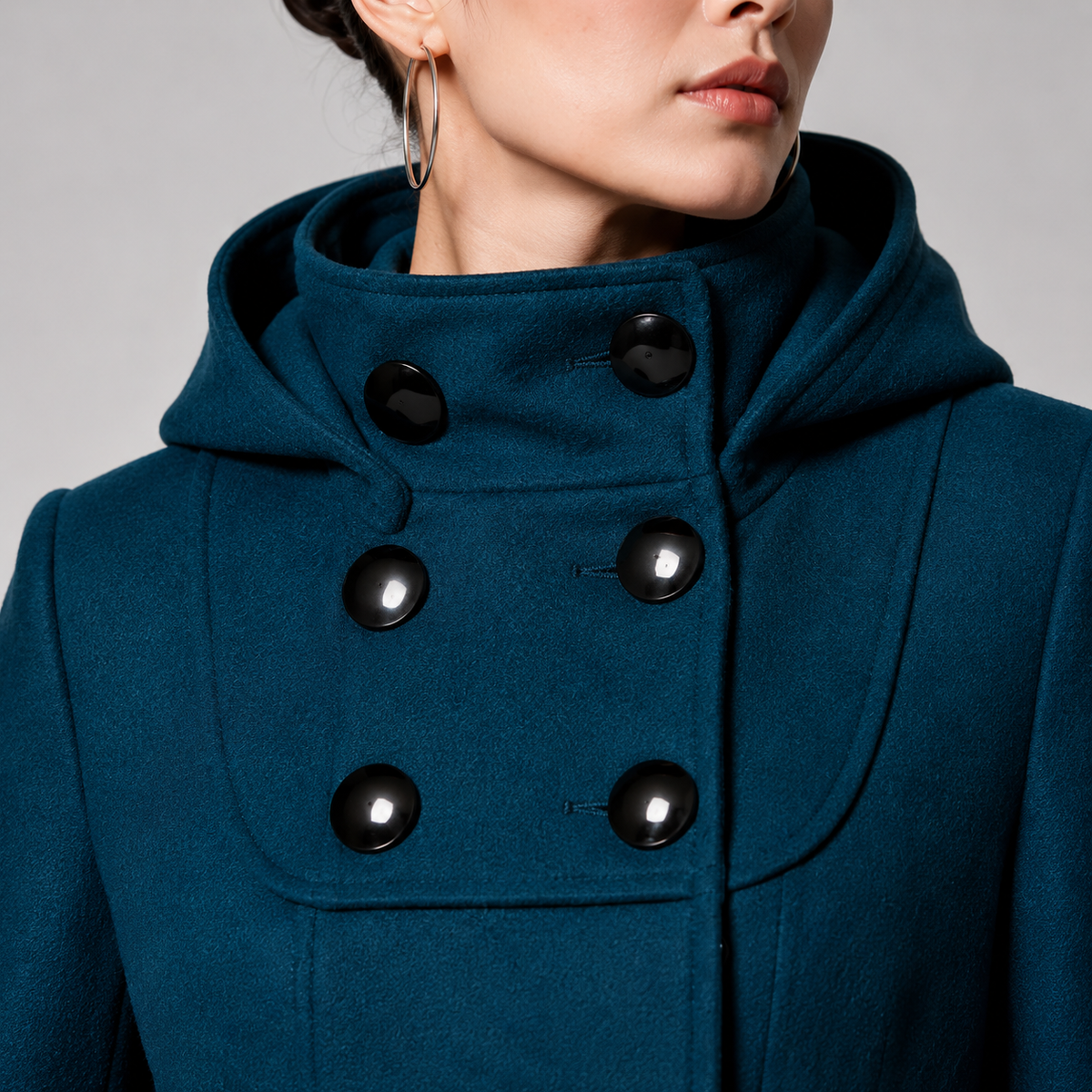 Black structured hooded coat - Lana Fiorelli