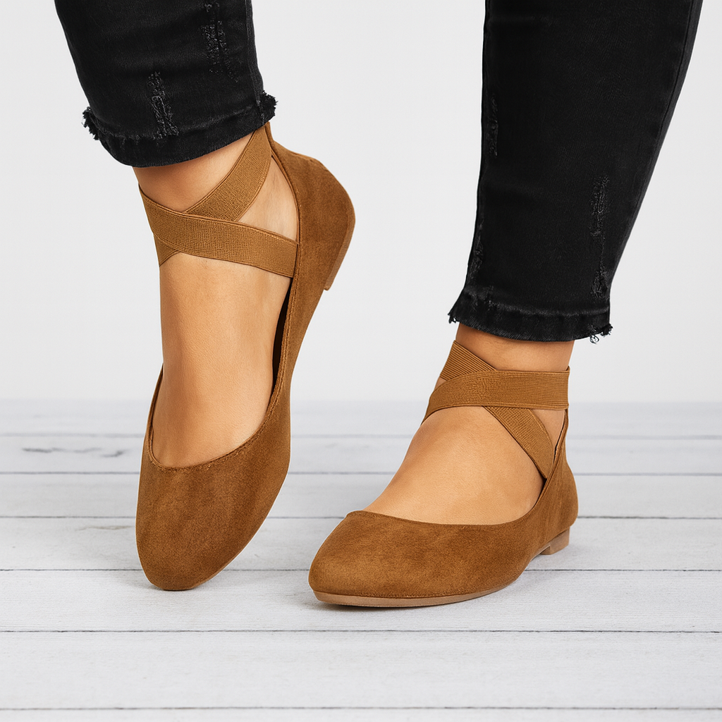 Brown elastic strap ballet flats - Lana Fiorelli