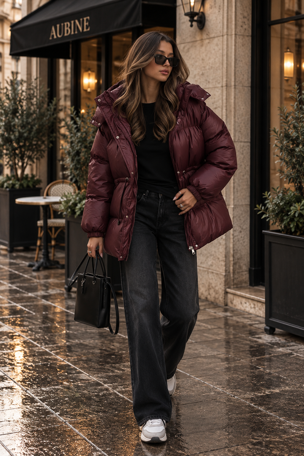 Burgundy puffer jacket - Lana Fiorelli