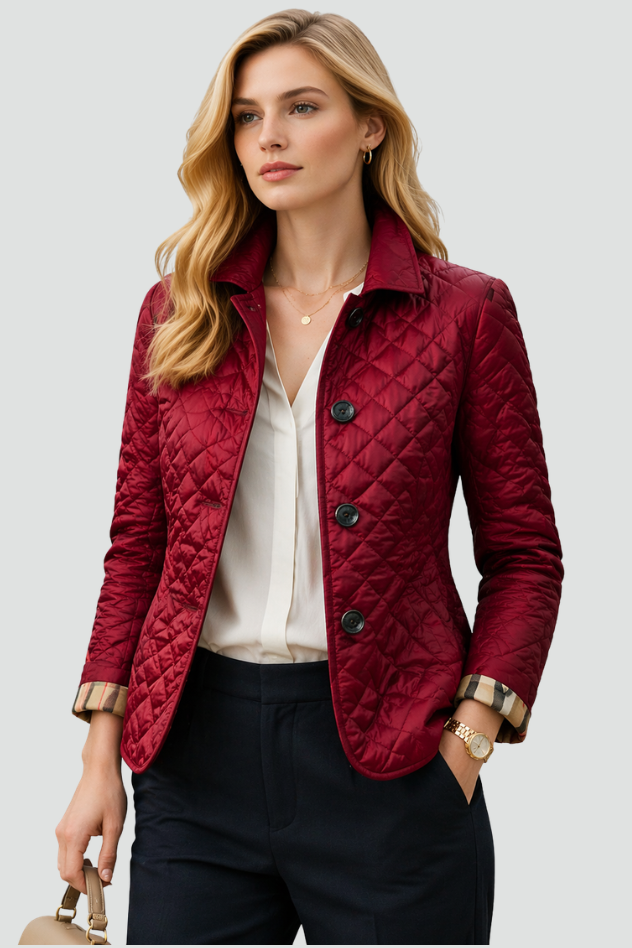 Burgundy diamond quilted jacket - Lana Fiorelli