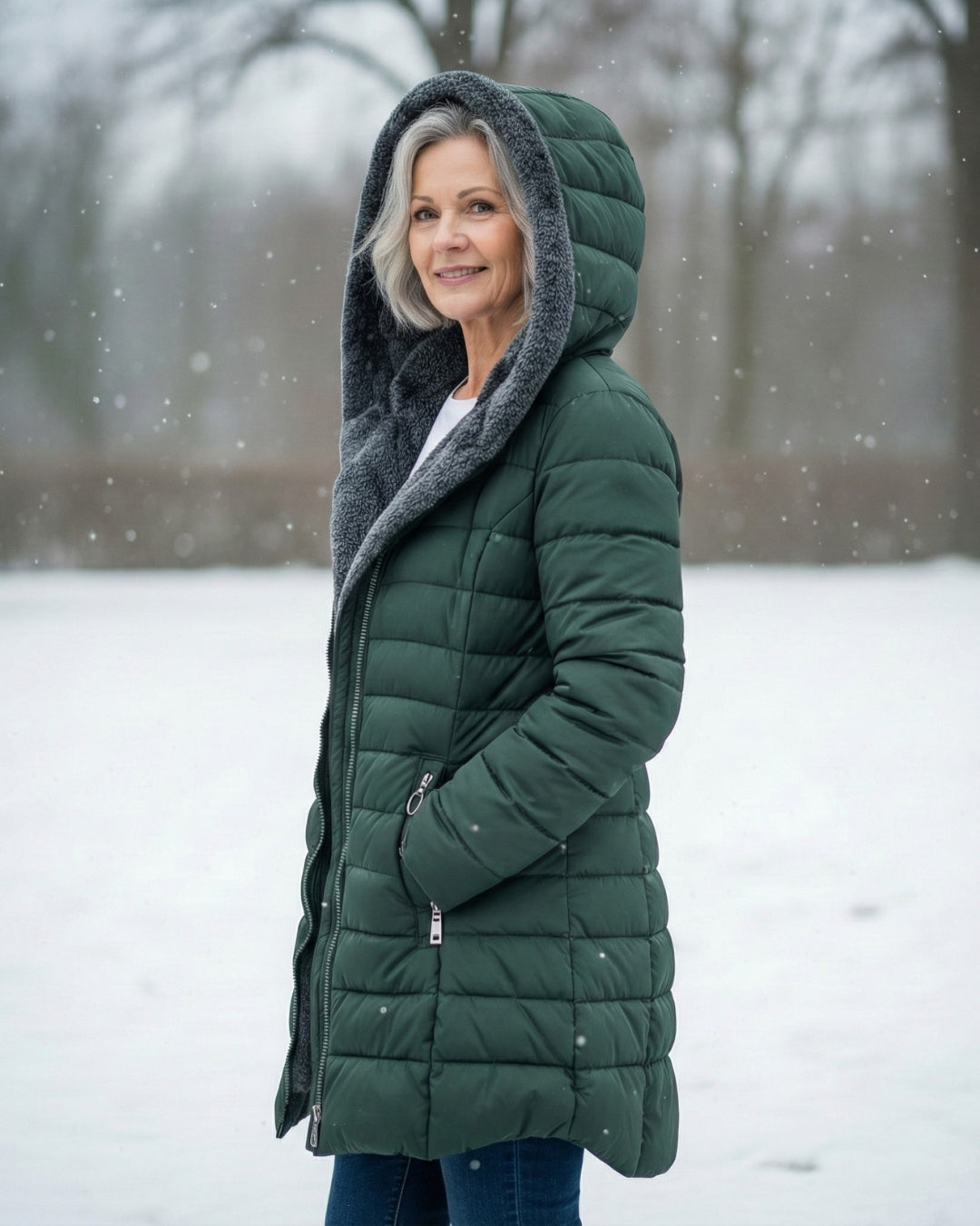 Hooded puffer jacket detail - Lana Fiorelli