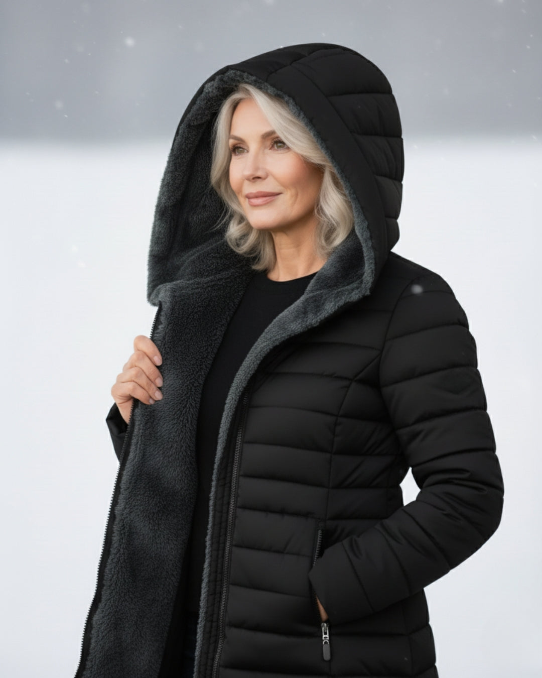 Hooded puffer jacket detail - Lana Fiorelli