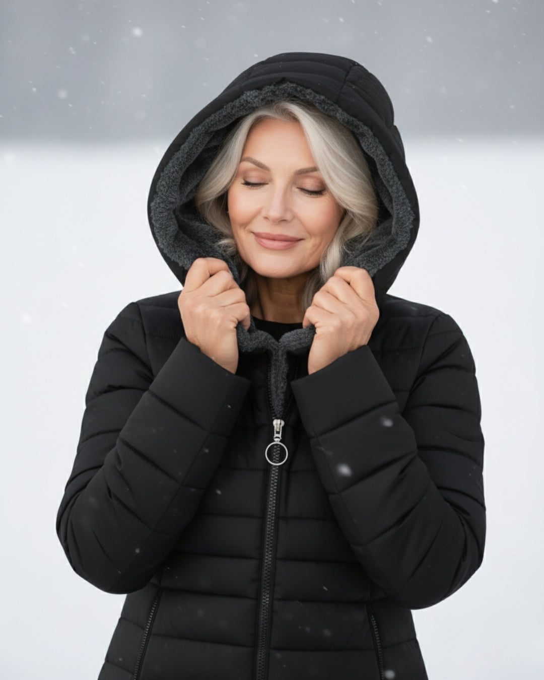 Hooded puffer jacket detail - Lana Fiorelli