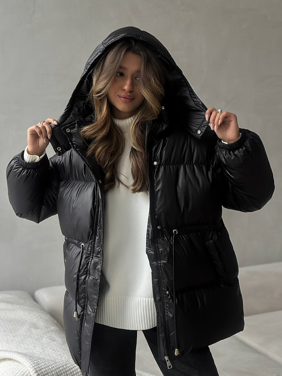 Black puffer jacket Back View - Lana Fiorelli
