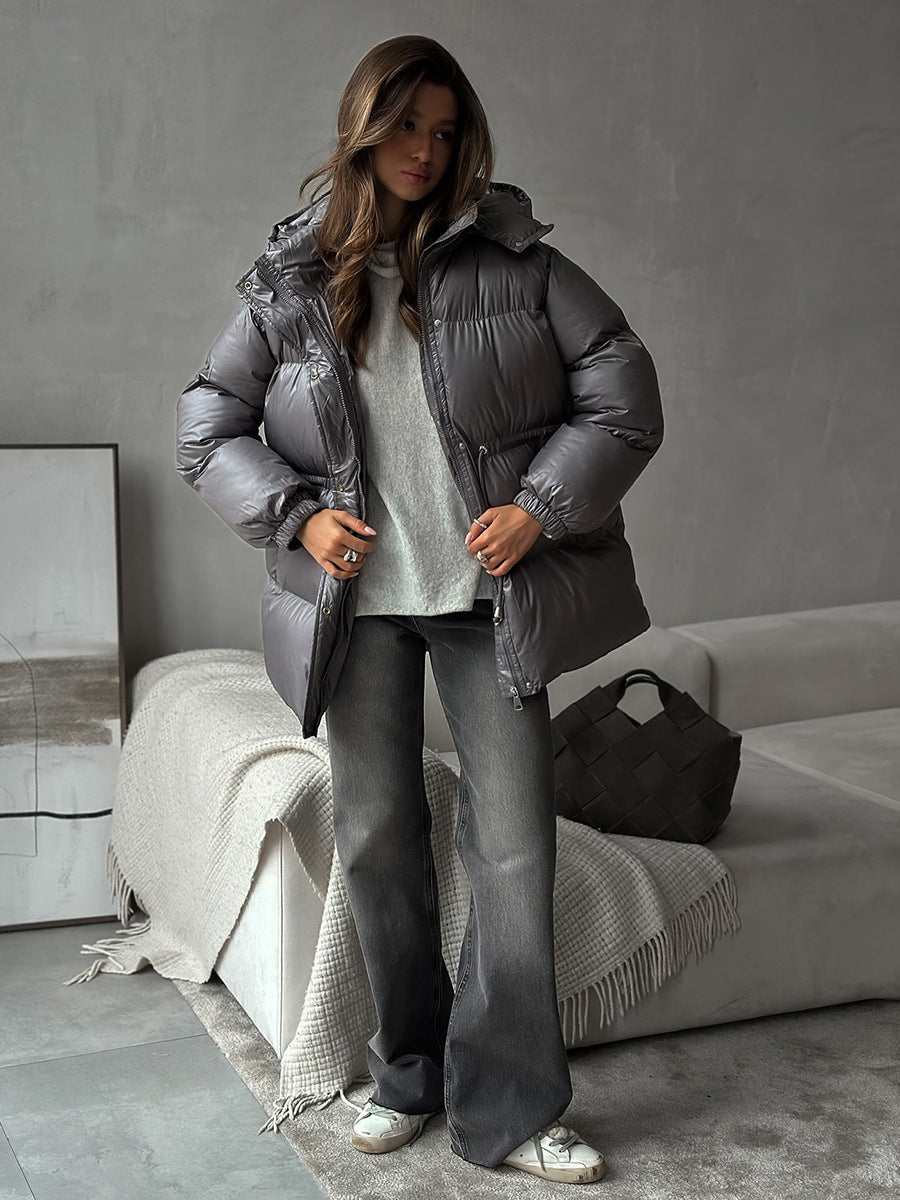 Black puffer jacket collar detail - Lana Fiorelli
