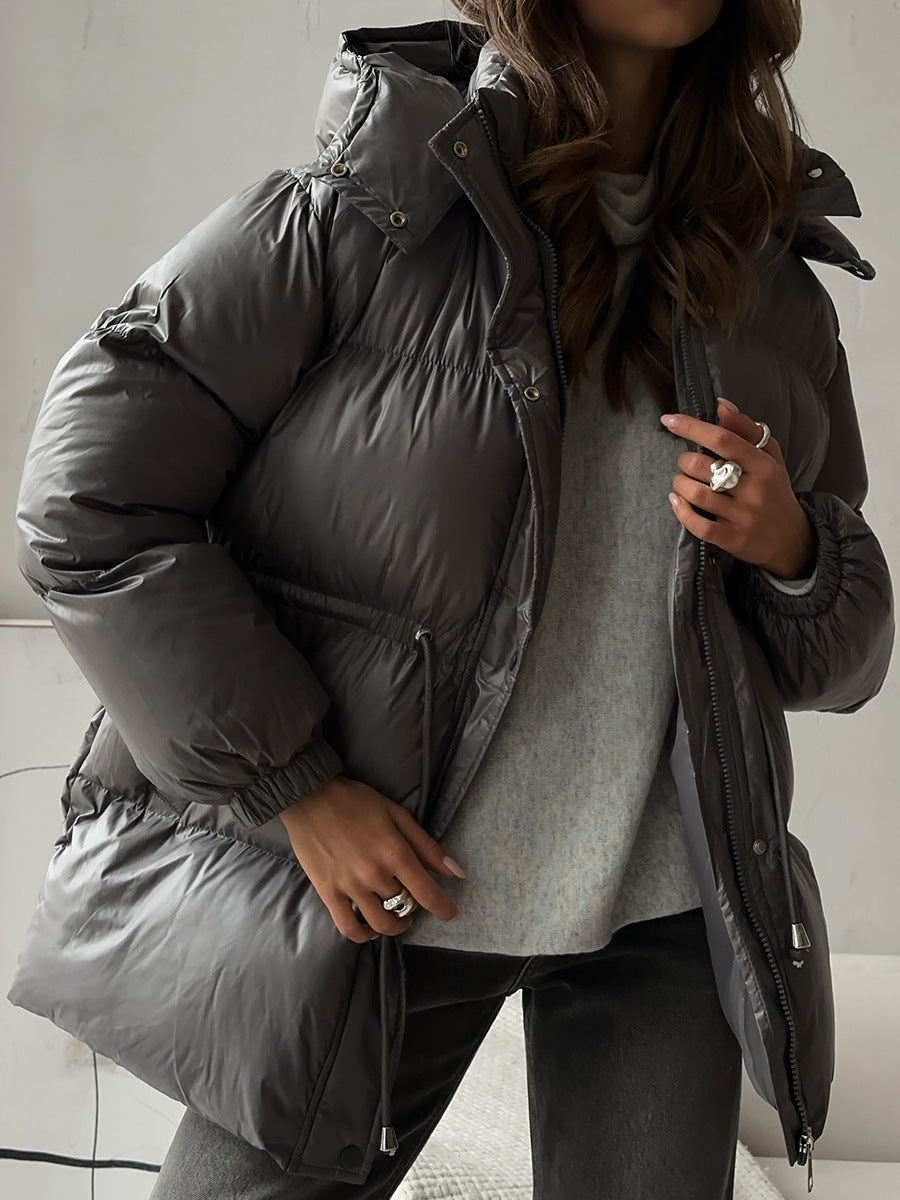 Black puffer jacket Back View - Lana Fiorelli