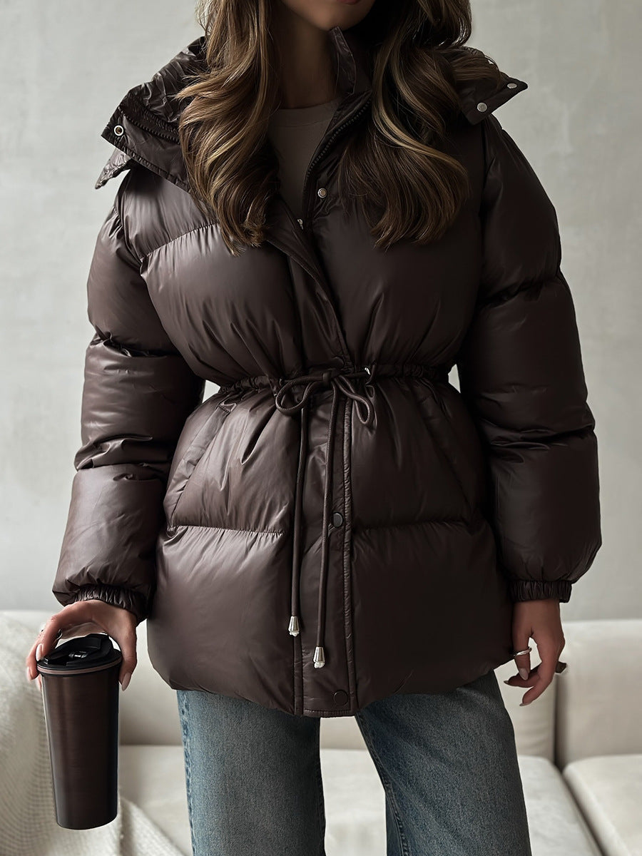 Black puffer jacket Side View - Lana Fiorelli