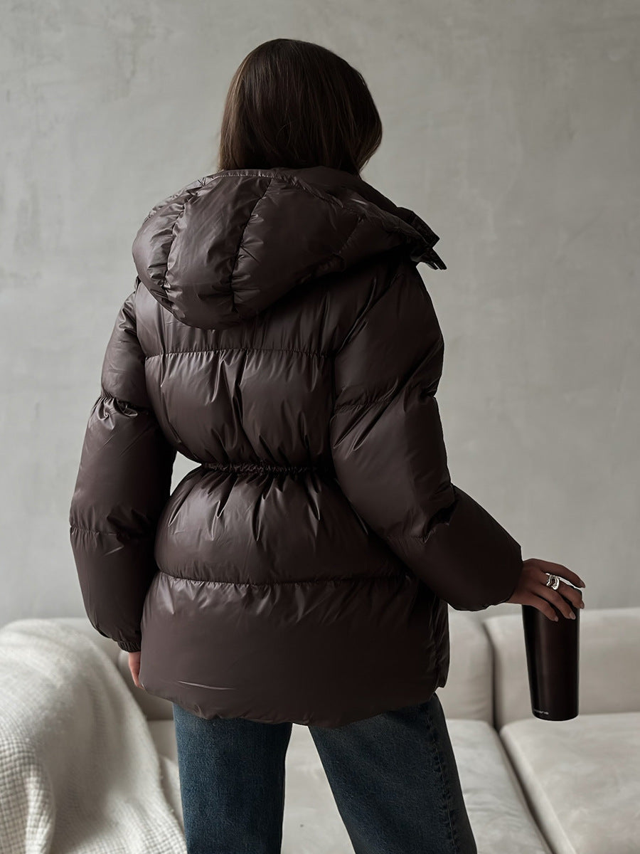 Black puffer jacket pocket detail - Lana Fiorelli