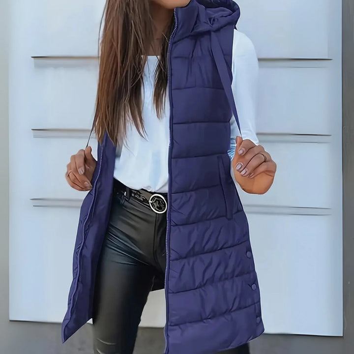 Navy long puffer gilet - Lana Fiorelli