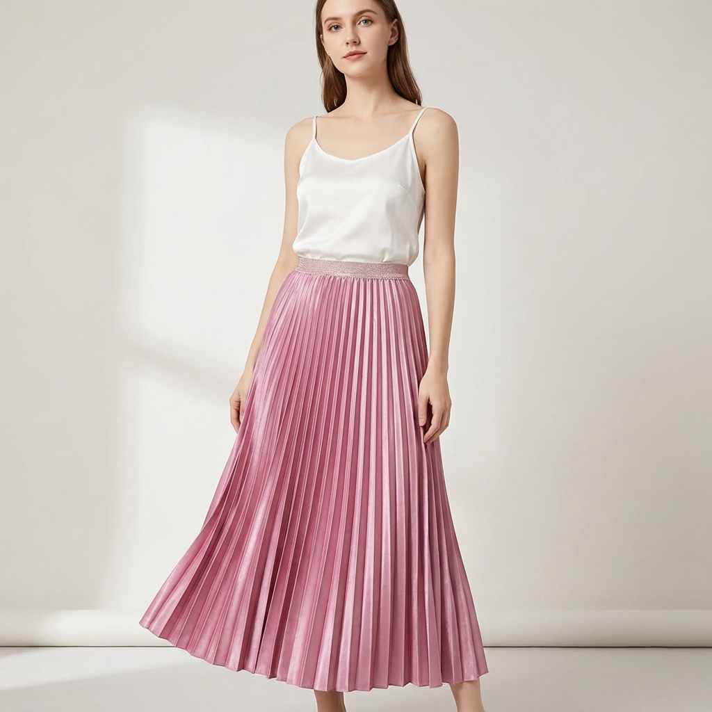 Pink pleated midi skirt - Lana Fiorelli