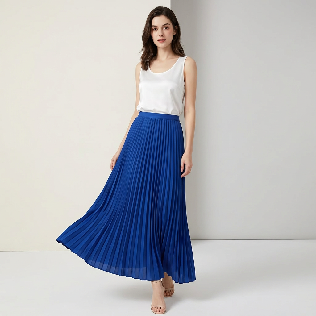 Blue pleated midi skirt - Lana Fiorelli