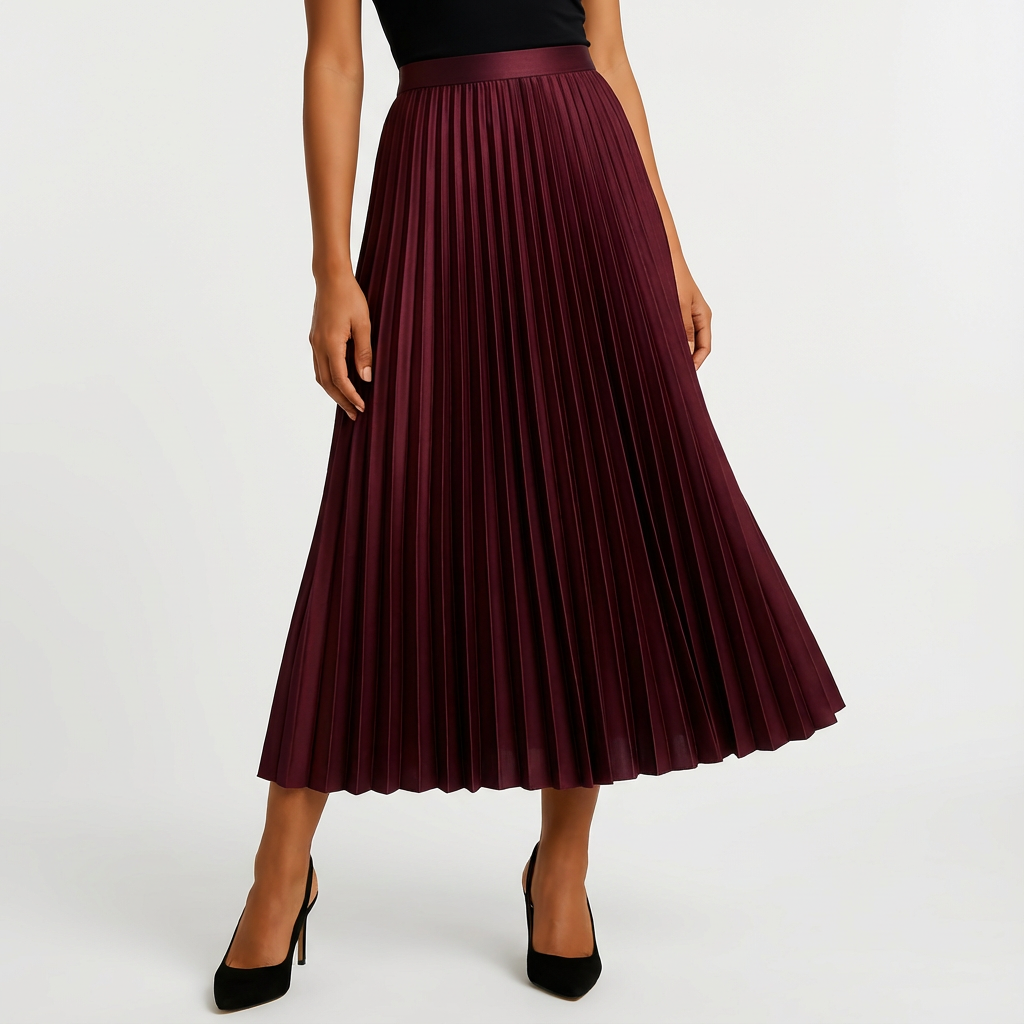 Burgundy pleated midi skirt - Lana Fiorelli
