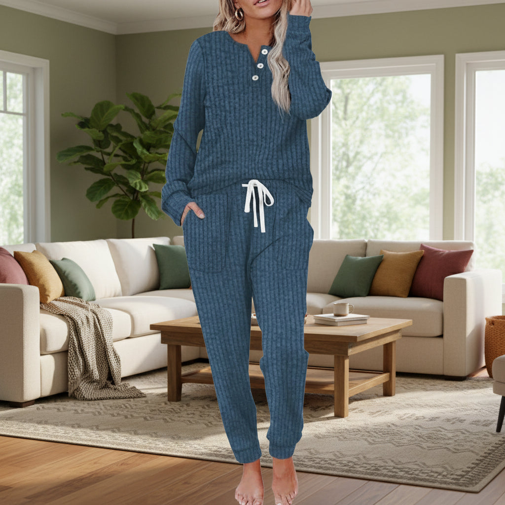 Navy ribbed lounge set - Lana Fiorelli