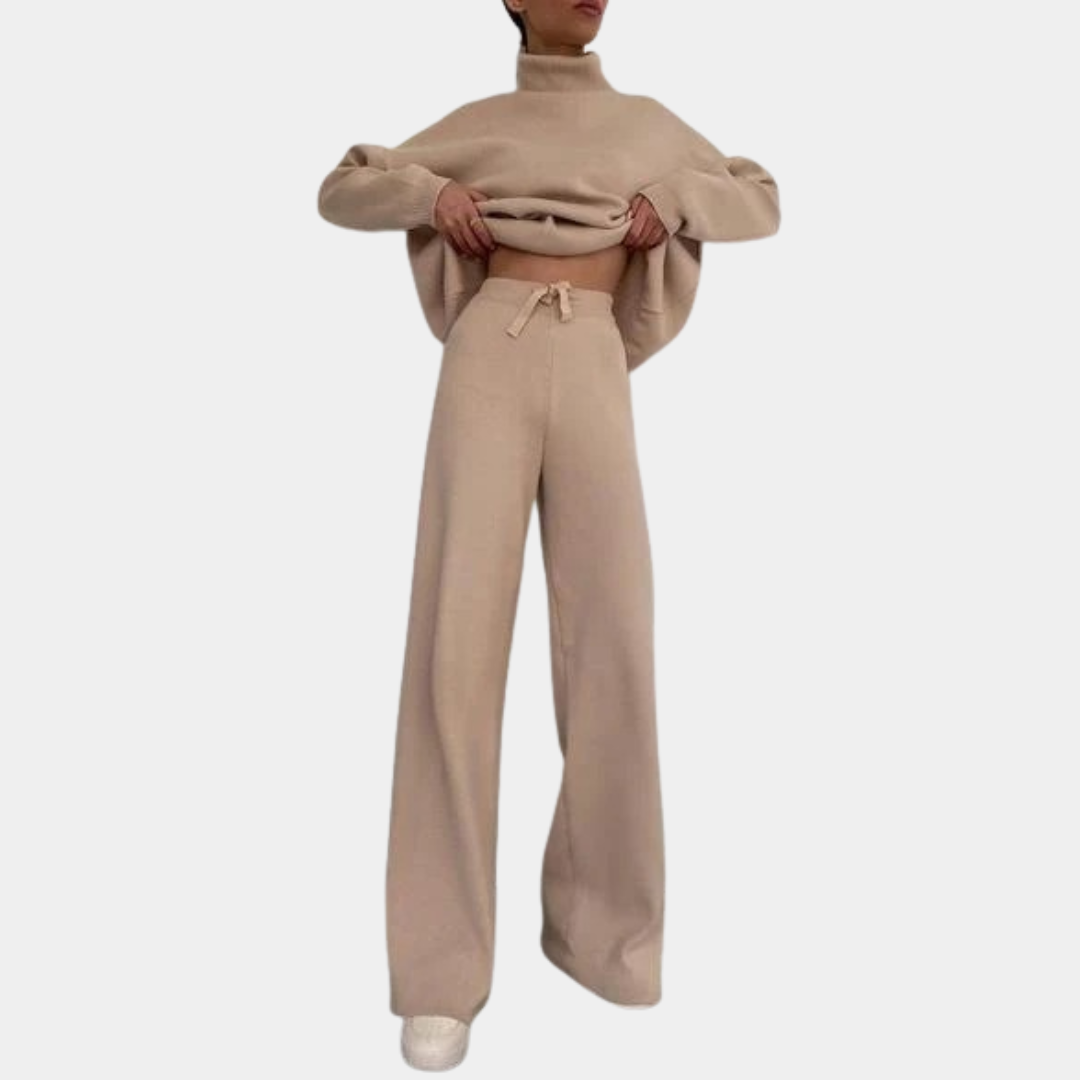 Khaki turtleneck knit set - Lana Fiorelli