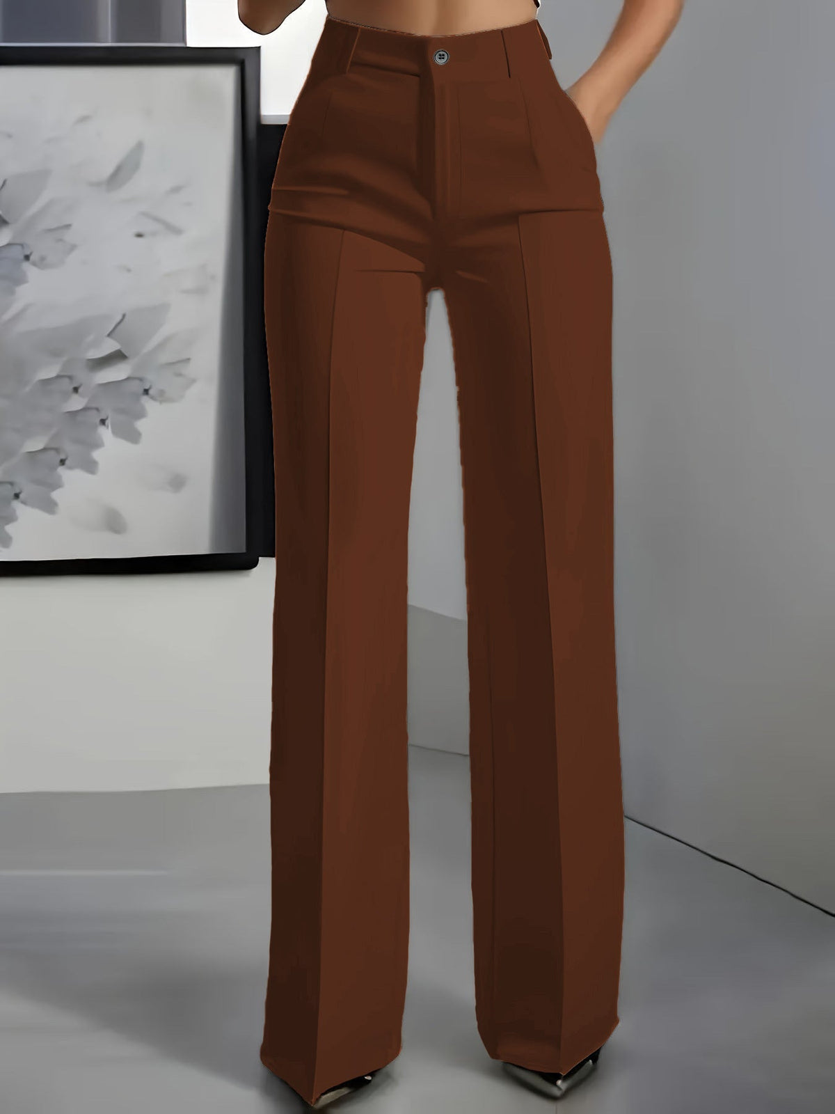 Dark Brown high waist trousers - Lana Fiorelli