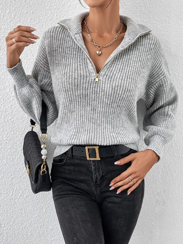 Grey half-zip jumper - Lana Fiorelli