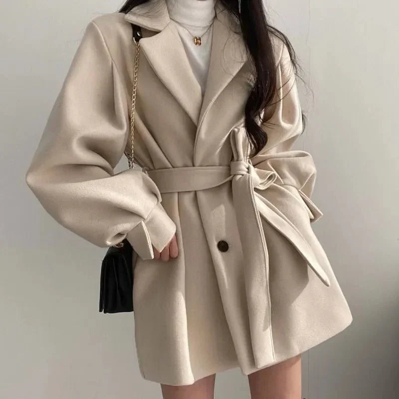 Belted short coat detail - Lana Fiorelli