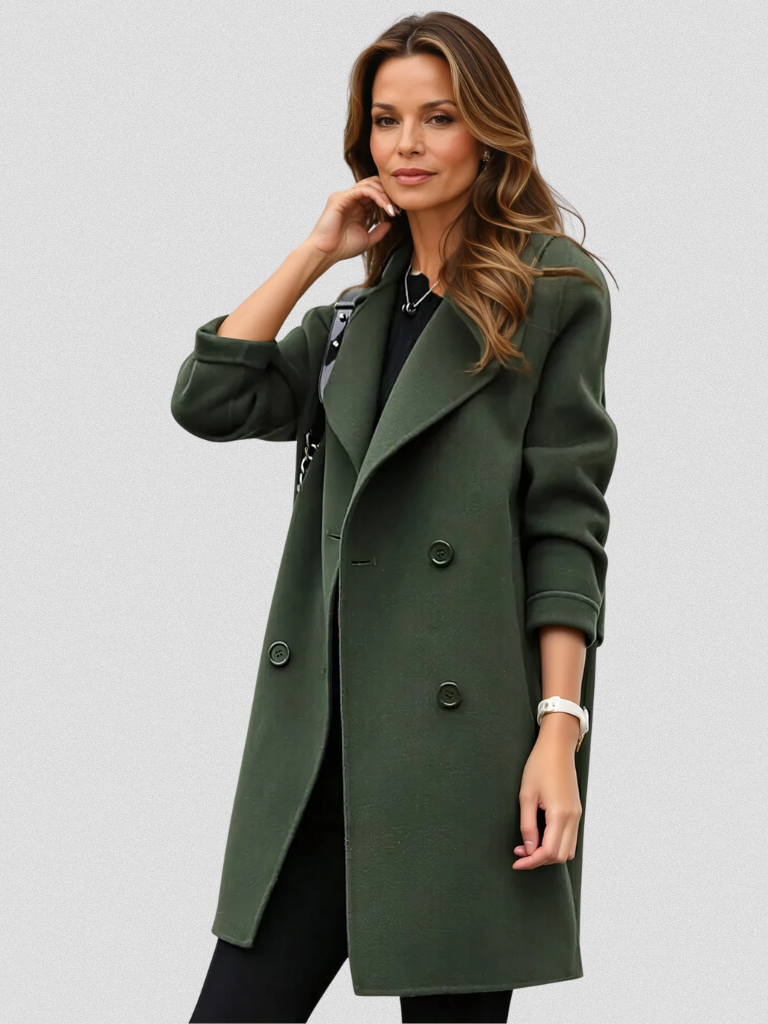 Khaki double-breasted coat - Lana Fiorelli